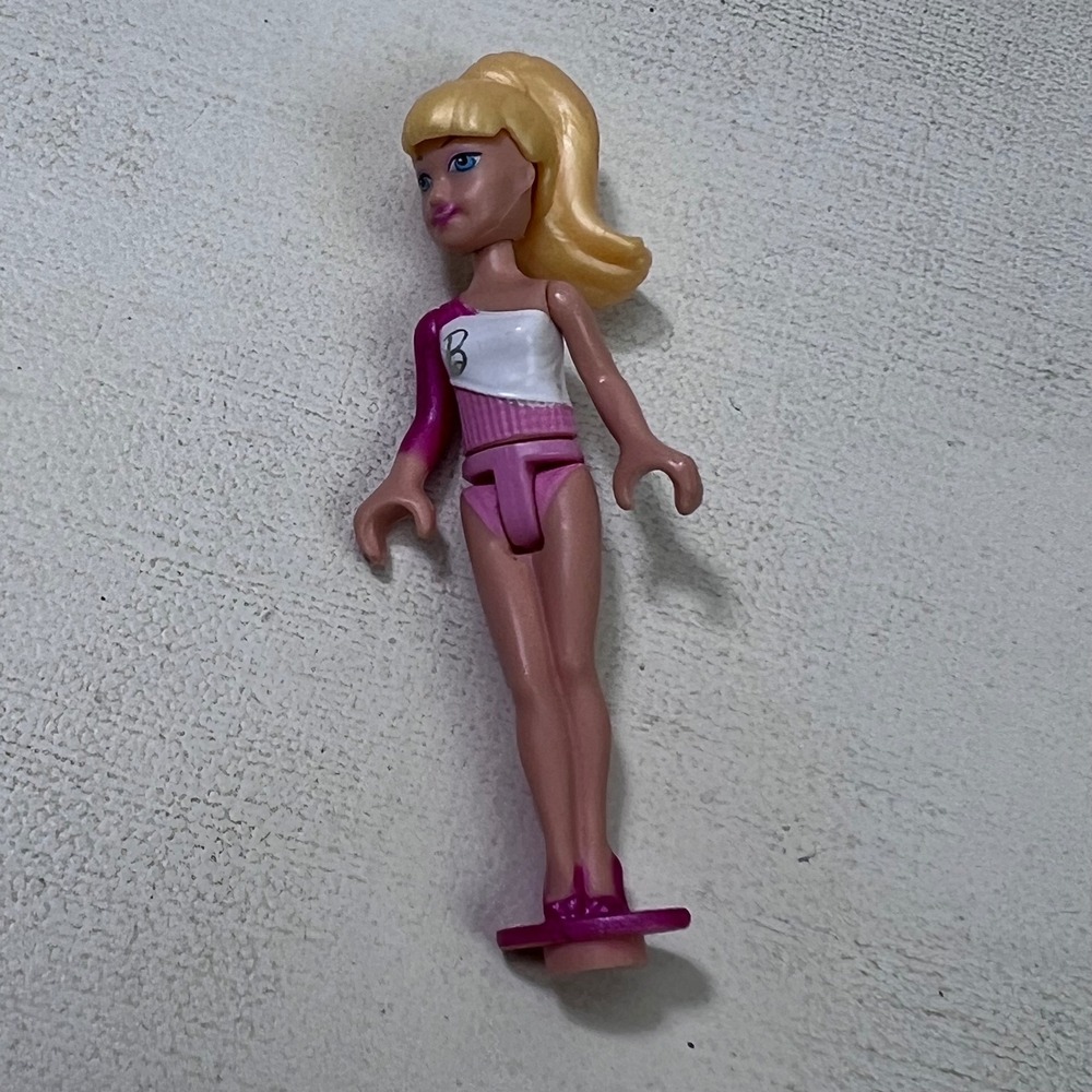 Megaβ Bloks Barbie Mini Figure Pink Gymnastics Leotard Blonde Hair Small Doll